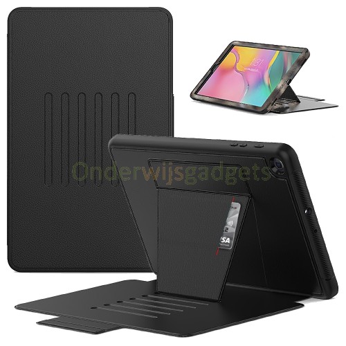 Dasaja – Samsung Galaxy Tab A 10.1 (2019) Hoes - Magnetische 6 standen case - met kaarthouder - 3 lagen bescherming - Zwart