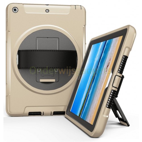 360 graden draaibare, rugged, iPad 9.7 (2017 & 2018) / Air 2 / Pro 9.7 case met screenprotector goud