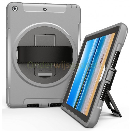 360 graden draaibare, rugged, iPad 9.7 (2017 & 2018) / Air 2 / Pro 9.7 case met screenprotector grijs