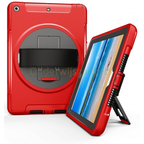 360 graden draaibare, rugged, iPad 9.7 (2017 & 2018) / Air 2 / Pro 9.7 case met screenprotector rood