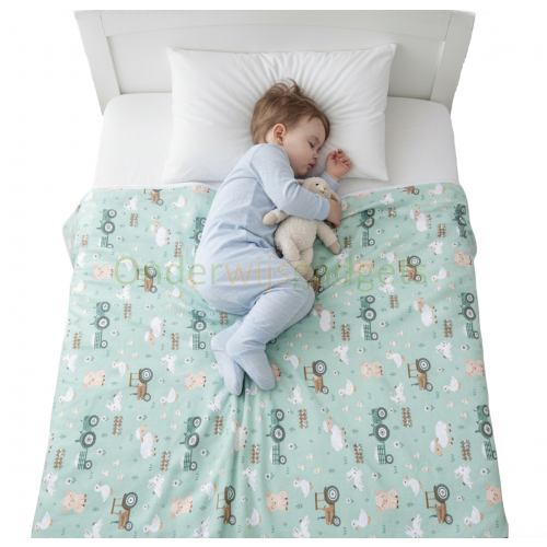 Wasbare Onderlegger Waterdichte Matrasbeschermer & Speelmat – 145 × 90 cm - Little Farmer – Tiny Tulip - Voor Bed Hondenmand – Beschermhoes tegen Plas