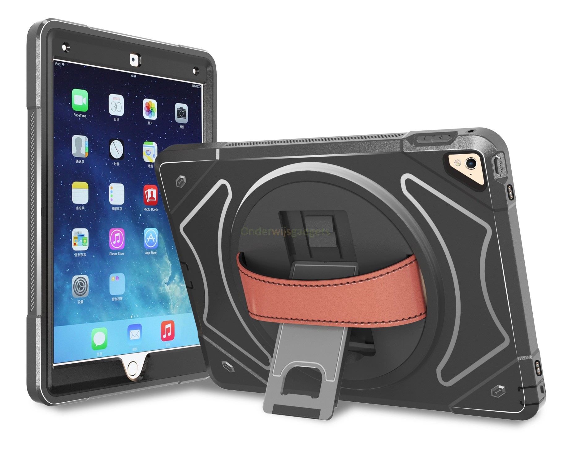 Oorlogszuchtig tweeling Boekhouding 360 graden draaibare, rugged, iPad 9.7 (2017 & 2018) case met  screenprotector