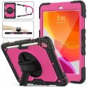 iPad 10.2 (2019 & 2020 & 2021) case / hoes met screenprotector, handriem en schouderriem voor Horeca en Bouw Roze