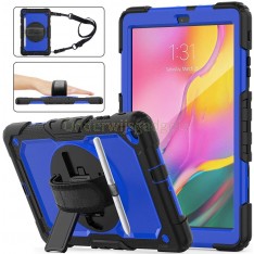 Samsung Galaxy Tab A 10.1 (2019) case met screenprotector, handriem en schouderriem voor Horeca en Bouw Blauw