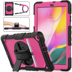 Samsung Galaxy Tab A 10.1 (2019) case met screenprotector, handriem en schouderriem voor Horeca en Bouw Roze