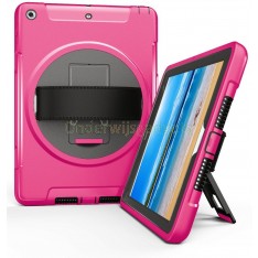 360 graden draaibare, rugged, iPad 9.7 (2017 & 2018) / Air 2 / Pro 9.7 case met screenprotector roze