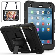 iPad mini 4 / 5 case / hoes met screenprotector, handriem en schouderriem voor Horeca en Bouw