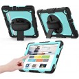 Samsung Galaxy Tab A 10.1 (2019) case met screenprotector, handriem en schouderriem voor Horeca en Bouw Lichtblauw