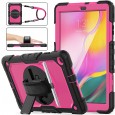 Samsung Galaxy Tab A 10.1 (2019) case met screenprotector, handriem en schouderriem voor Horeca en Bouw Roze