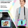 iPad 10.2 (2019 & 2020) case / hoes met screenprotector, handriem en schouderriem voor kinderen en scholen - Kleurrijk Oceaan Blauw 