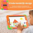 iPad 10.2 (2019 & 2020 & 2021) case / hoes met screenprotector, handriem en schouderriem voor kinderen en scholen - Kleurrijk Oranje