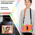 iPad 10.2 (2019 & 2020 & 2021) case / hoes met screenprotector, handriem en schouderriem voor kinderen en scholen - Kleurrijk Oranje