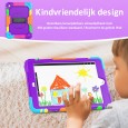 iPad 10.2 (2019 & 2020 & 2021) case / hoes met screenprotector, handriem en schouderriem voor kinderen en scholen - Kleurrijk Paars