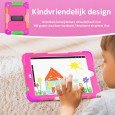 iPad 10.2 (2019 & 2020) case / hoes met screenprotector, handriem en schouderriem voor kinderen en scholen - Kleurrijk Roze