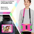 iPad 10.2 (2019 & 2020) case / hoes met screenprotector, handriem en schouderriem voor kinderen en scholen - Kleurrijk Roze